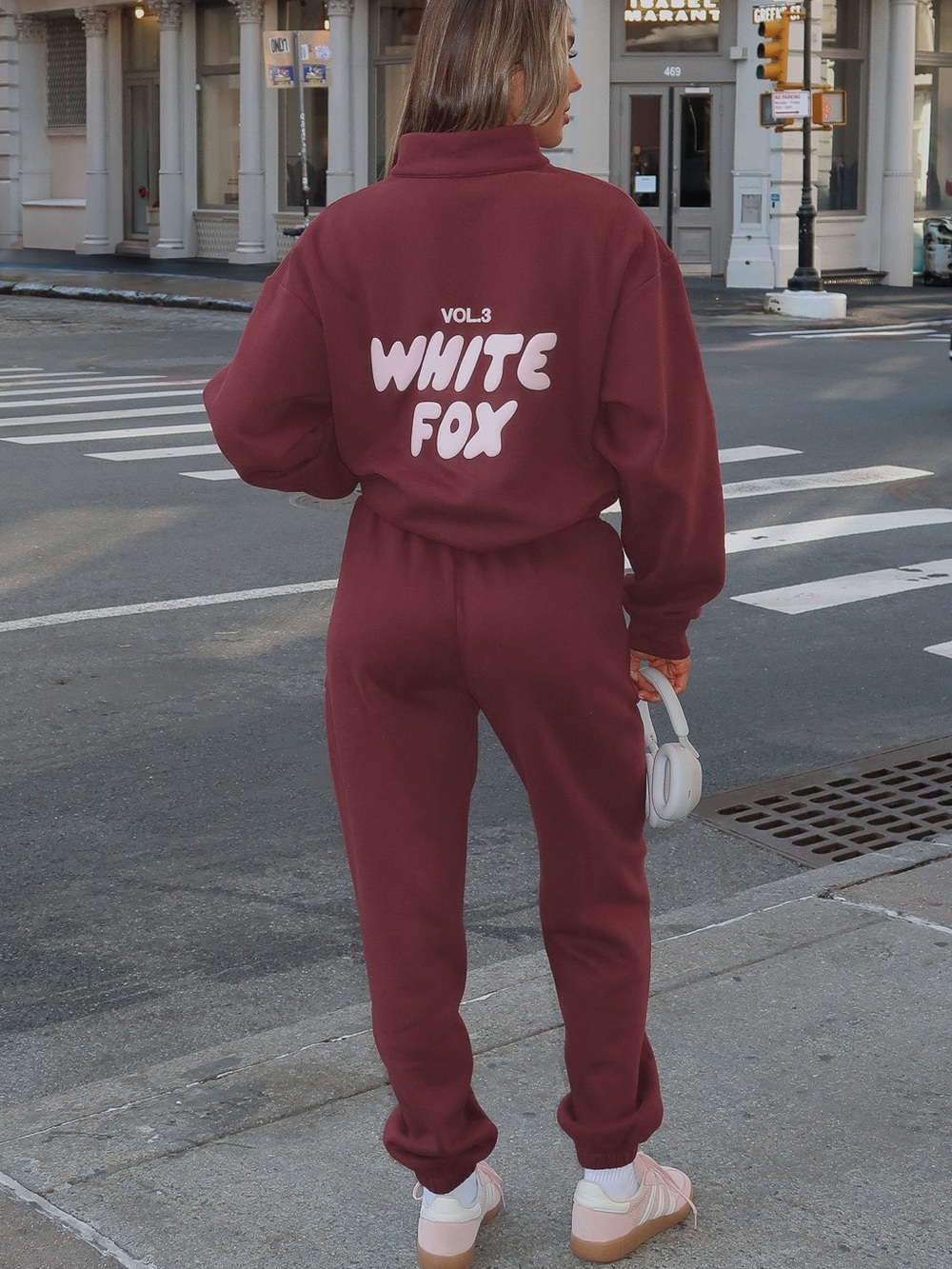 White Fox Offstage Matching Set Fit in Red Velvet - Picture 3 of 7